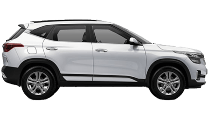 White colored Kia Seltos Sideview