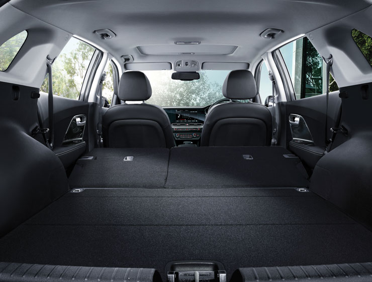 Folded rear seats showing the extra space inside the SUV