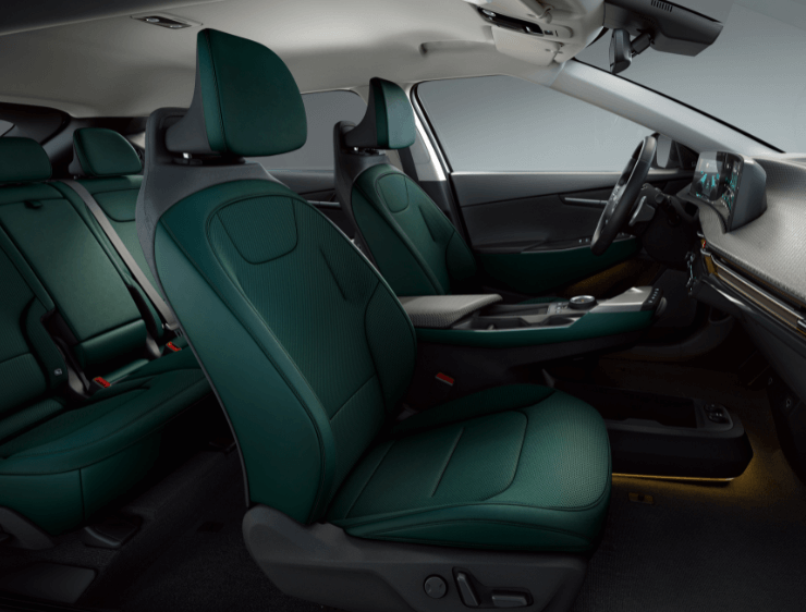 Green color seats and interior of Kia EV6