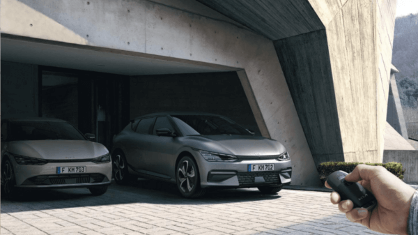 Kia EV6 In a modern garage